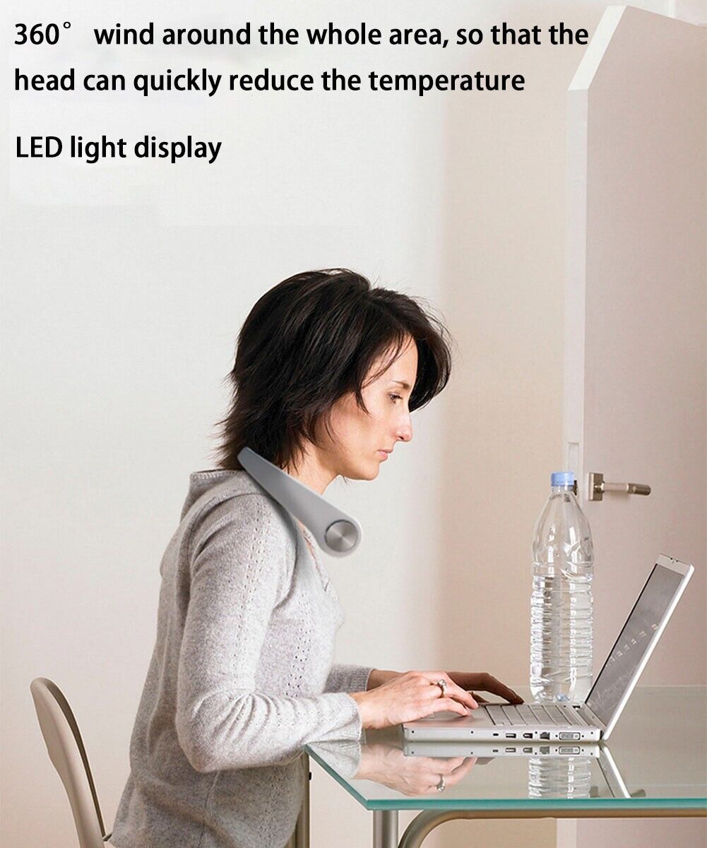 USB Portable Hanging Neck Fan — Bladeless Wearable Cooler