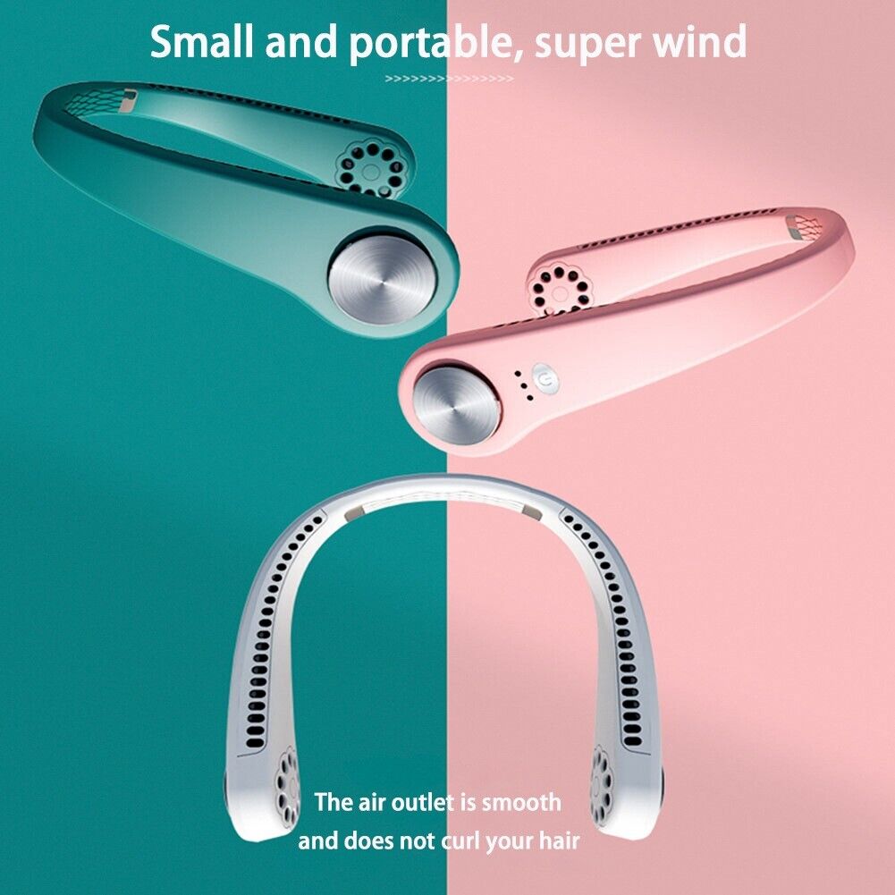 USB Portable Hanging Neck Fan — Bladeless Wearable Cooler