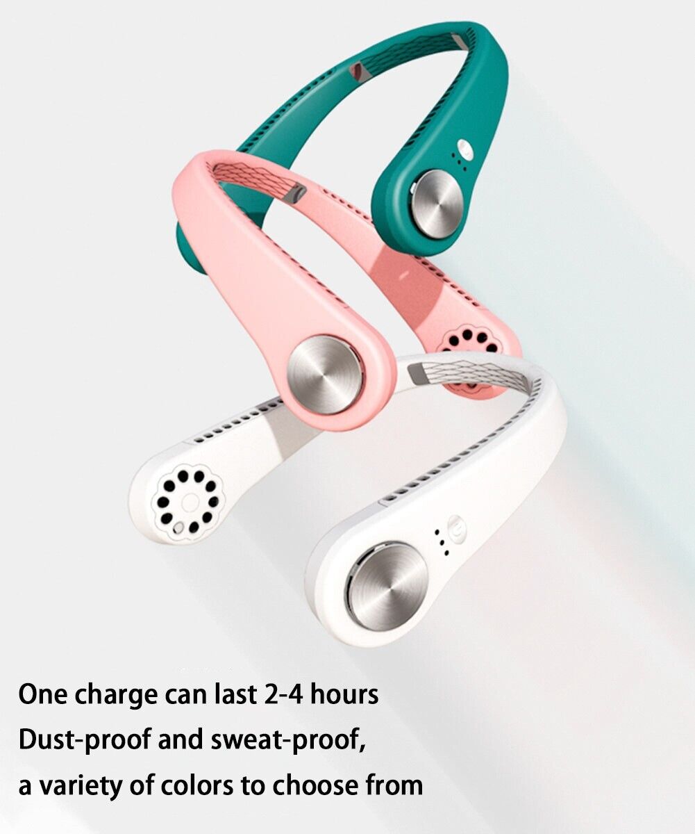 USB Portable Hanging Neck Fan — Bladeless Wearable Cooler
