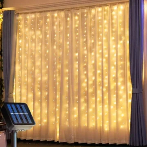 200 LED Solar Curtain String Lights – Outdoor Waterproof Fairy Lights with 8 Modes