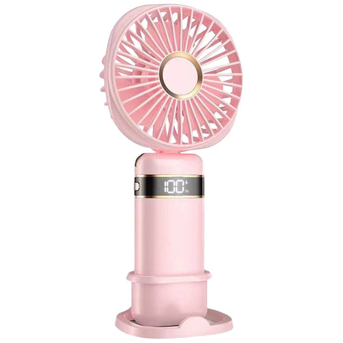 Portable Handheld Fan – 5-Speed Foldable Rechargeable Mini Desk Fan with Power Display