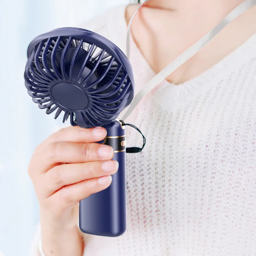 Portable Handheld Fan – 5-Speed Foldable Rechargeable Mini Desk Fan with Power Display